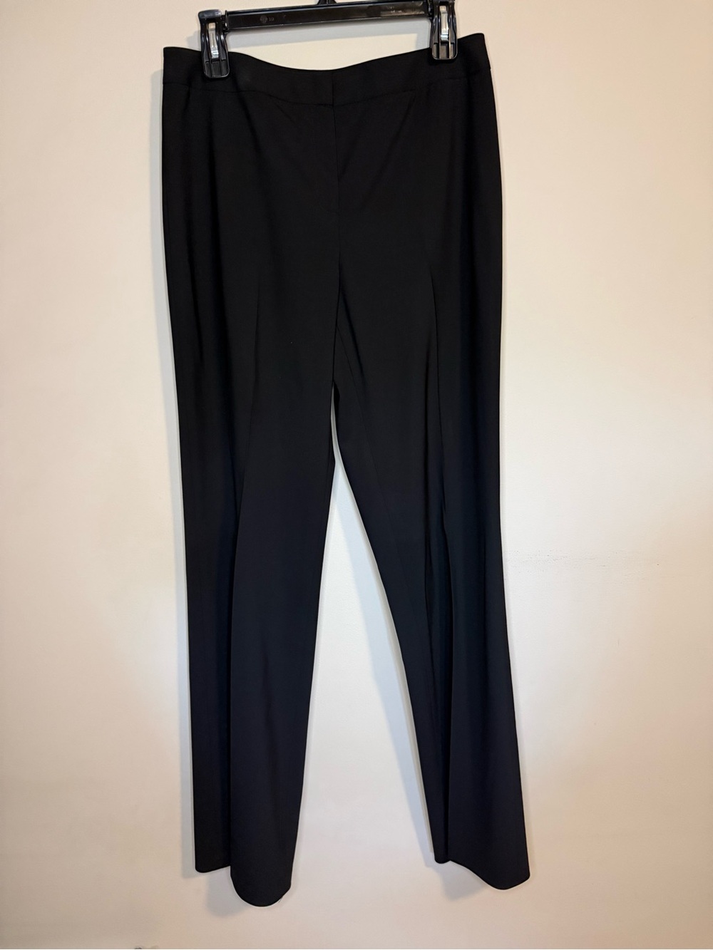 Lafayette 148 Black Straight-Leg “Menswear” Wool Pants sz 8 Long